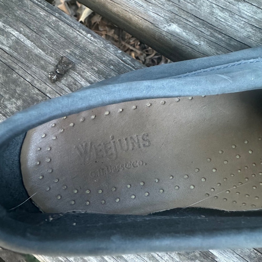 GH Bass Weejuns Slate Blue Nubuck Leather Penny Loafers Handmade Men's Sz 8D - Picture 4 of 10